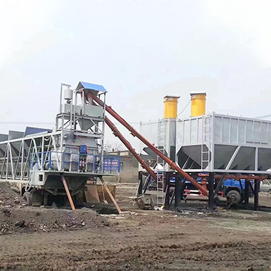 ZJY90 Portable concrete batching plant is working on Malaysia\'s project site