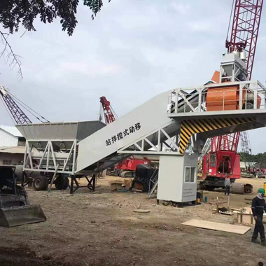 ZJY50 Portable concrete batching plant was sited in Indonesia 